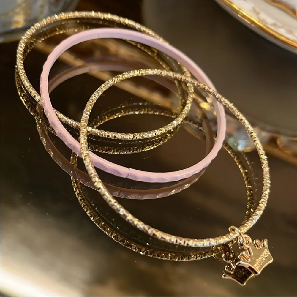 Girl’s Princess Charm Bangle Bracelet Set